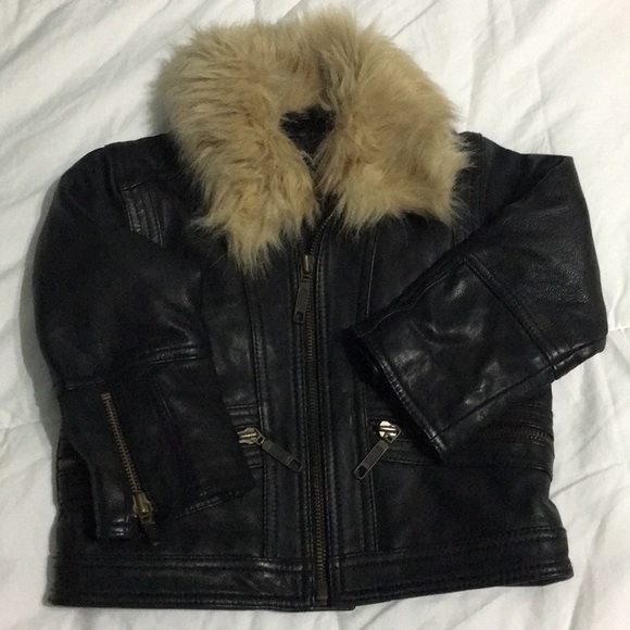 Other - Leather Motto Jacket w/ detachable faux collar